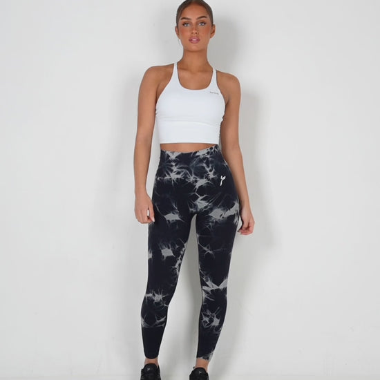 Black Tie Dye Scrunch Leggings - for dame - Famme - Leggings